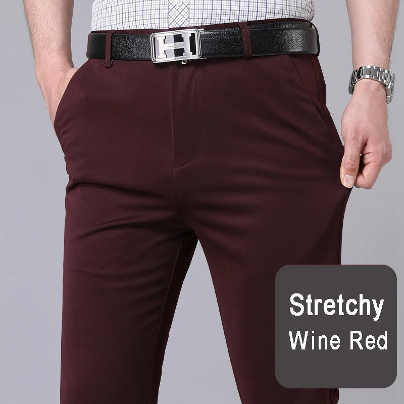 Calças Masculinas Stretch Sólido Preto